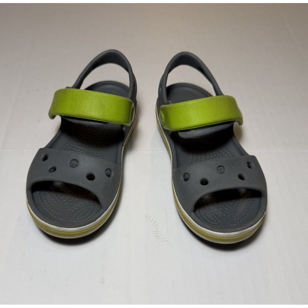 Crocs Kids Crocband Sandals Gray Lime Green Size C9 Toddler Casual Beach Shoes